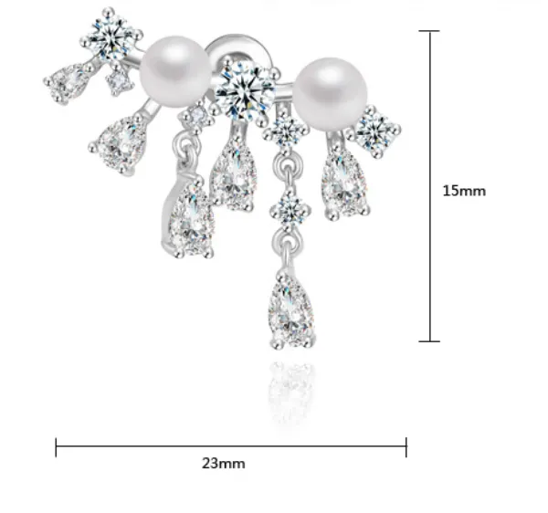 Women's CZ Crystal Earrings - Charm Bar Crystal and Pearl Stud Earrings