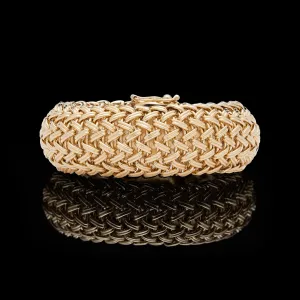 Woven Wide Gold Bangle Bracelet