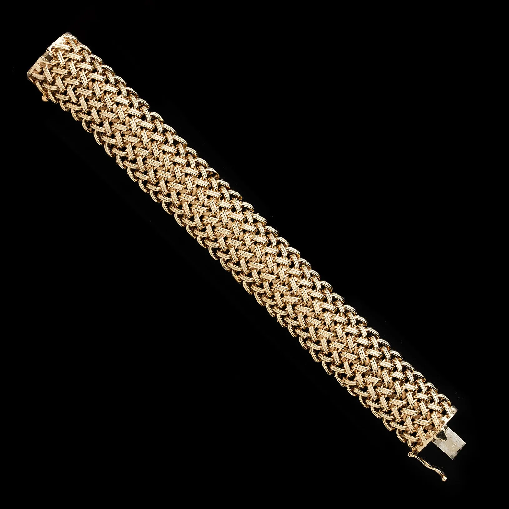 Woven Wide Gold Bangle Bracelet