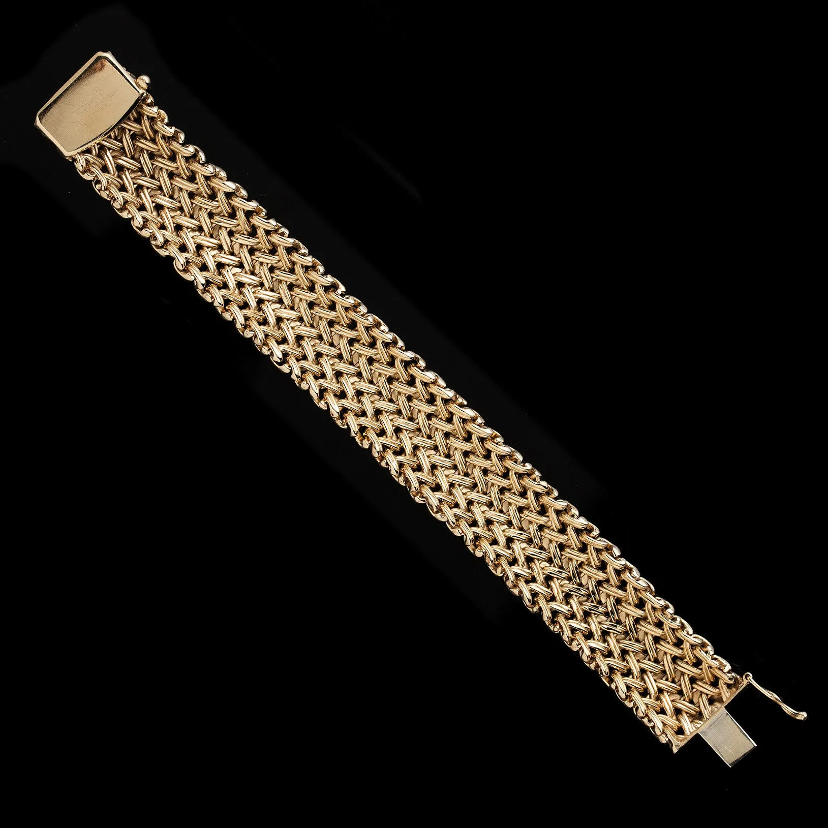 Woven Wide Gold Bangle Bracelet