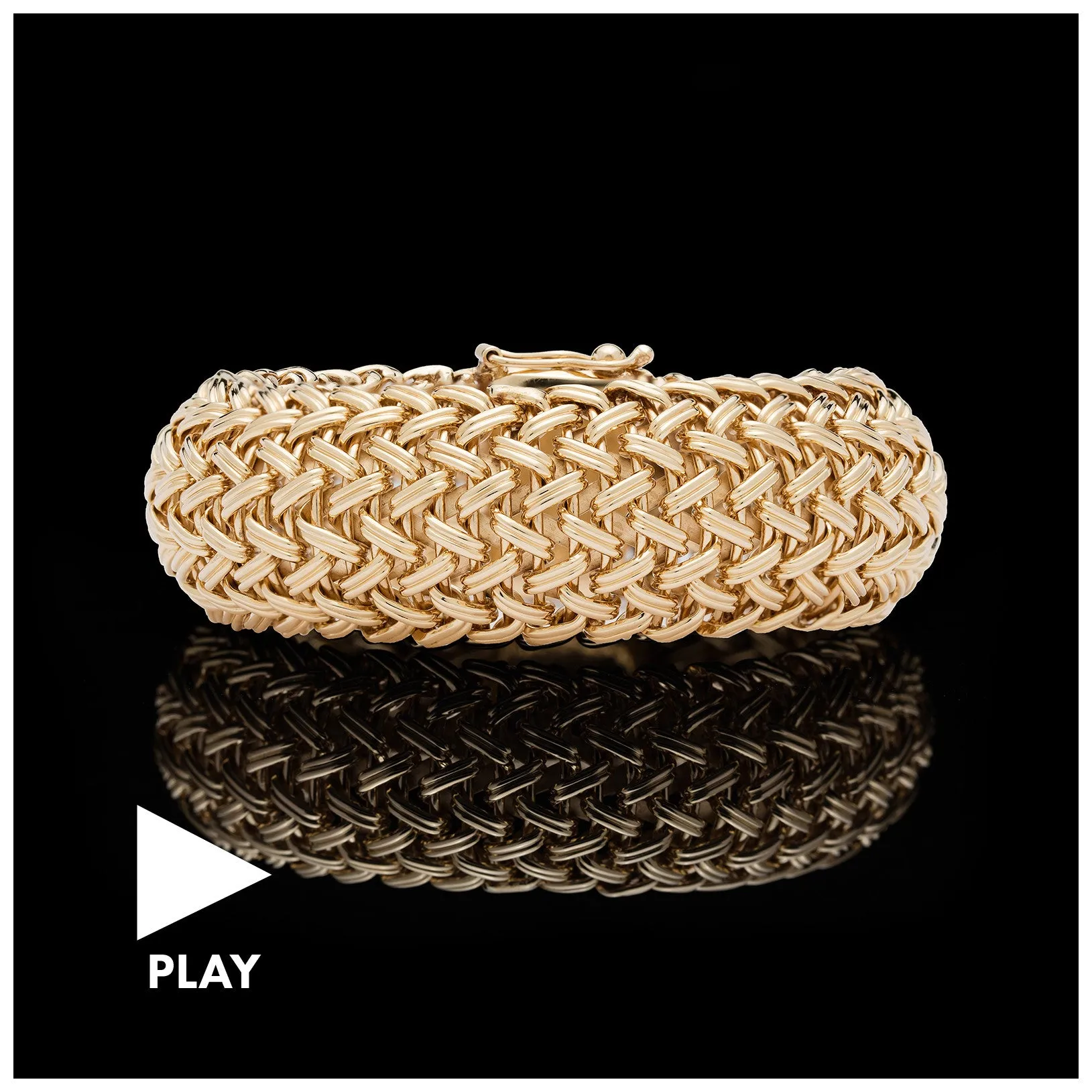 Woven Wide Gold Bangle Bracelet