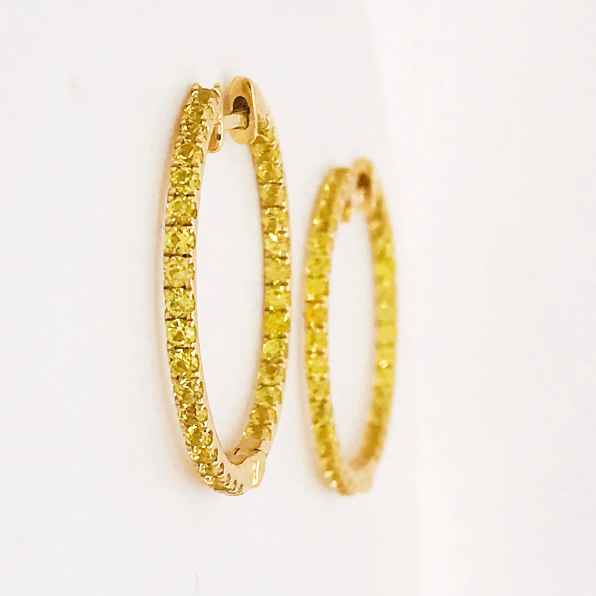 Yellow Sapphire Inside Out Hoop Earrings