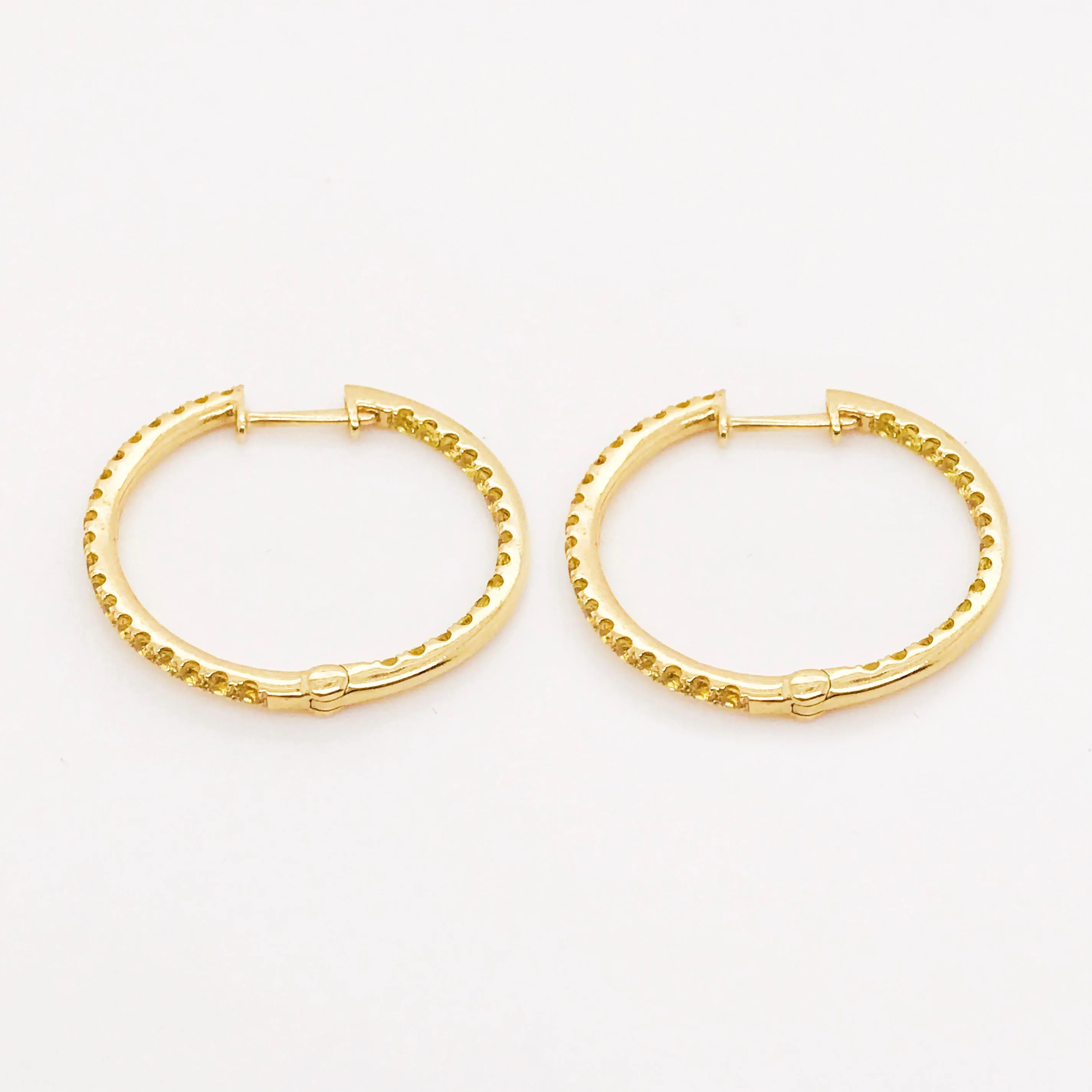 Yellow Sapphire Inside Out Hoop Earrings