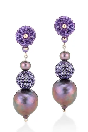 Zoe Amethyst and Pearl Earrings